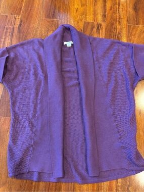 Liz Claiborne Purple Open-Front Shawl Collar Cardigan
